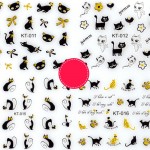 Stickere 3D Combinate  3DA11 Pisici Negre cu Auriu 6 folii